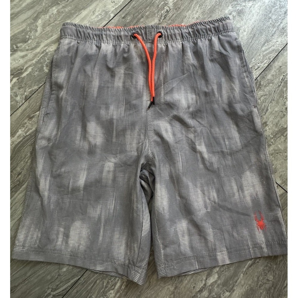Spyder Swimsuit Shorts Trunks Youth L 12/14 Gray Beach Pool Surf Swim. 0204